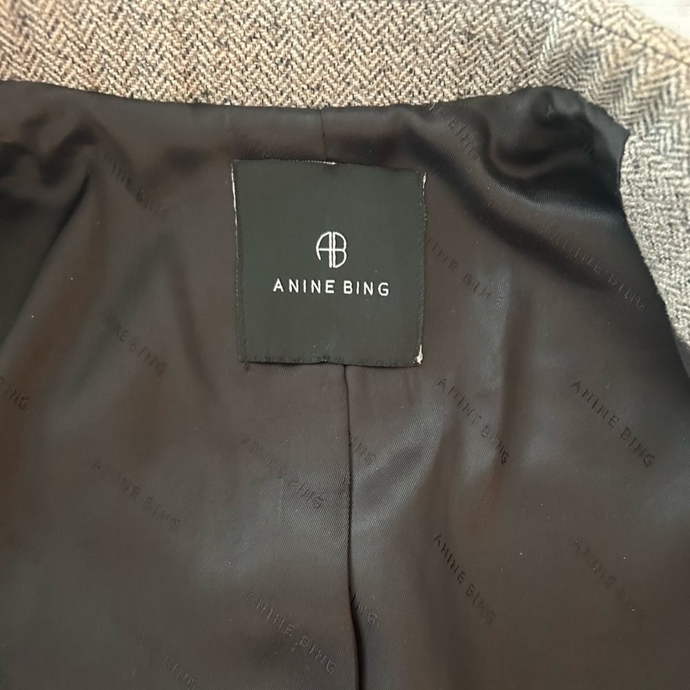 Anine Bing Quinn Blazer Textured Gray Suit Jacket small - Picture 9 of 16